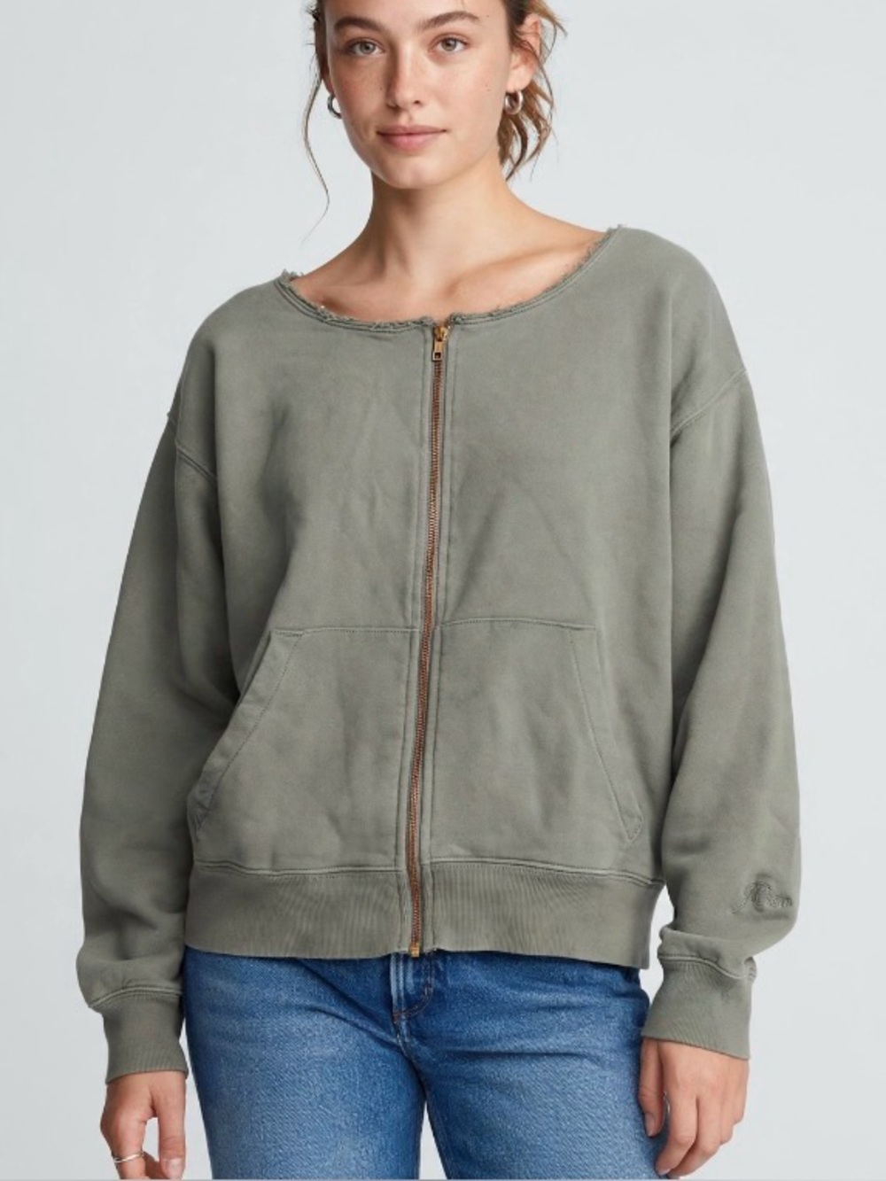 J. Crew womens oversized Olive Zip-Front Shirt Jacket